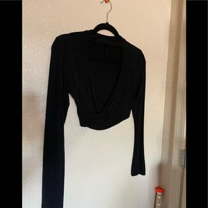 Black crop top blouse